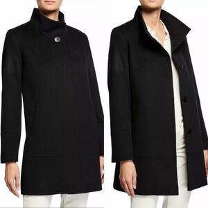 New Fleurette Black Stand Collar Wool Plus Coat 20